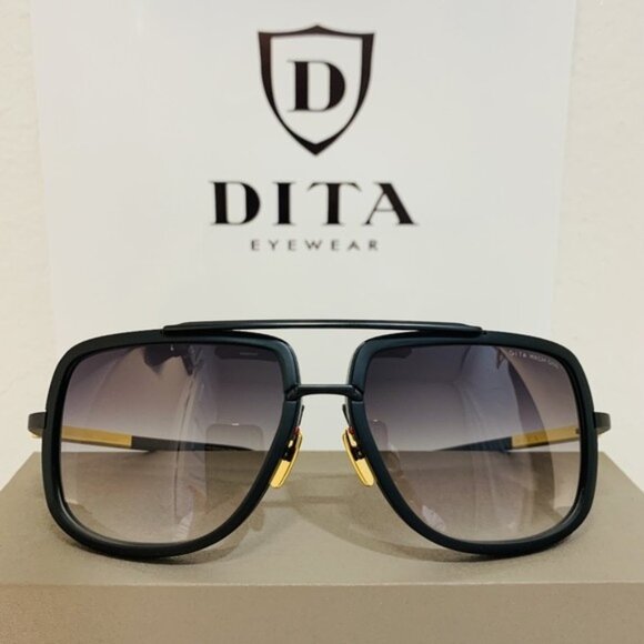 NEW Dita Mach One Sunglasses DRX 2030-G-BLK Black 18K Gold Gray Gradient - Picture 1 of 8